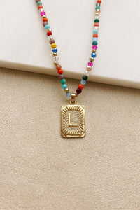 Boho Love "L" Beaded Gold Initial Pendant Necklace
