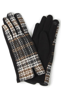 Plaid Pattern Black Gloves