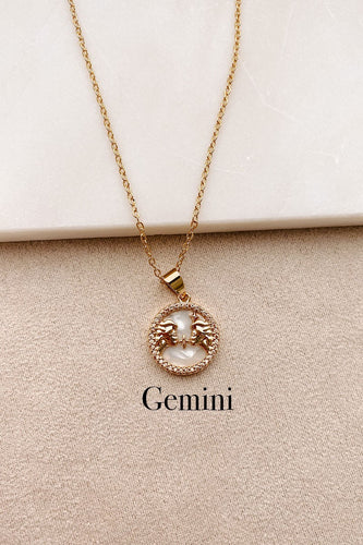 Boho Love Gemini Zodiac Sign Charm Dainty Gold Necklace