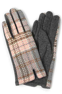 Plaid Pattern Grey Gloves