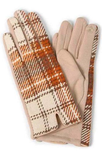 Plaid Pattern Ivory Gloves