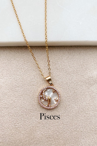 Boho Love Pisces Zodiac Sign Charm Dainty Gold Necklace
