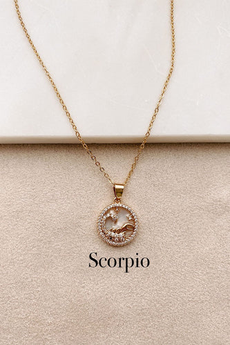 Boho Love Scorpio Zodiac Sign Charm Dainty Gold Necklace