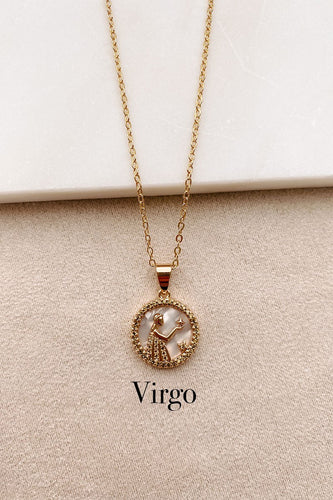 Boho Love Virgo Zodiac Sign Charm Dainty Gold Necklace