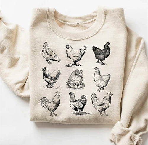 9 Chicken Chickens Crew Sweatshirt
