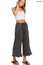 Zenana Ash Black Acid Wash Fleece Palazzo Sweatpants With Pockets
