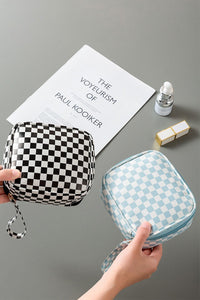 Checkered Cosmetic Makeup Travel Bag