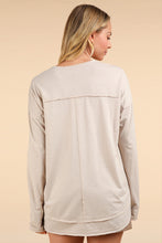New In Beige Mineral Washed Cotton Comfy Knit Top