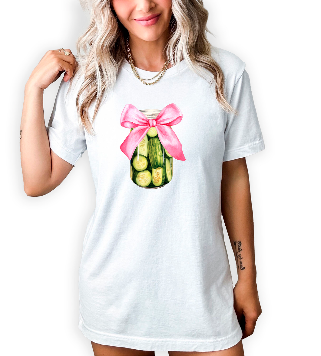 Pickle Jar With Bow T-Shirt or Crew Sweatshirt