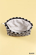 Black and White Checkered Cosmetic Makeup Clutch Bag