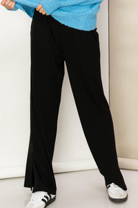 Hyfve Black Side Slit Wide Leg Pants