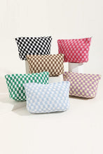 Black and White Checkered Cosmetic Makeup Clutch Bag