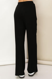 Hyfve Black Side Slit Wide Leg Pants