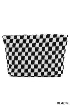 Black and White Checkered Cosmetic Makeup Clutch Bag