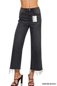 Zenana High Rise Washed Black Cropped Jeans