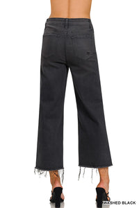 Zenana High Rise Washed Black Cropped Jeans