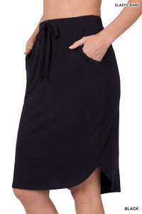 Zenana Black Self Tie Tulip Hem Skirt With Pockets