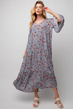 Easel Blue Grey Now or Never Floral Print Dress