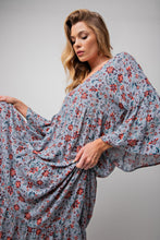 Easel Blue Grey Now or Never Floral Print Dress