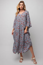 Easel Blue Grey Now or Never Floral Print Dress