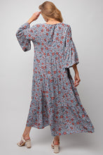 Easel Blue Grey Now or Never Floral Print Dress