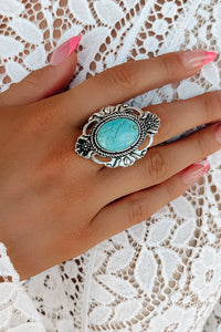 Boho Love Turquoise & Silver Adjustable Ring
