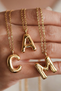 18K Non-Tarnish Stainless Steel Initial Bubble Necklace