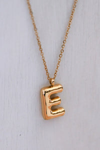 18K Non-Tarnish Stainless Steel Initial Bubble Necklace