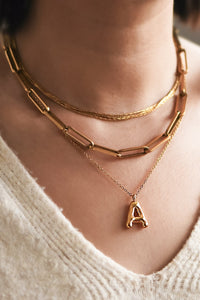 18K Non-Tarnish Stainless Steel Initial Bubble Necklace