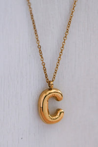 18K Non-Tarnish Stainless Steel Initial Bubble Necklace