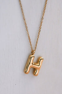 18K Non-Tarnish Stainless Steel Initial Bubble Necklace