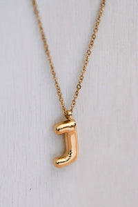 18K Non-Tarnish Stainless Steel Initial Bubble Necklace
