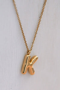 18K Non-Tarnish Stainless Steel Initial Bubble Necklace
