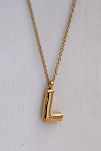 18K Non-Tarnish Stainless Steel Initial Bubble Necklace
