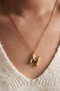 18K Non-Tarnish Stainless Steel Initial Bubble Necklace