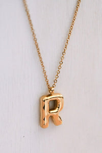 18K Non-Tarnish Stainless Steel Initial Bubble Necklace