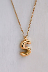 18K Non-Tarnish Stainless Steel Initial Bubble Necklace