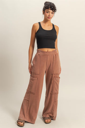 Hyfve Chestnut Brown Oversized Utility Sweatpants