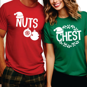 Holiday Humor Couples Unisex Chestnuts Tees Chest + Nuts T Shirts or Sweatshirts