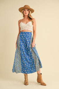 Aemi + Co Cobalt Blue Floral Melanie Skirt