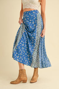 Aemi + Co Cobalt Blue Floral Melanie Skirt