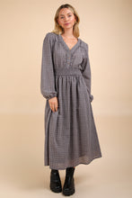 New In Cocoa Smocking Long Sleeve Frayed Plaid Midi Dress