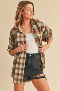 Aemi + Co Brown & Green Noelle Flannel Shirt