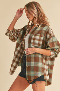 Aemi + Co Brown & Green Noelle Flannel Shirt