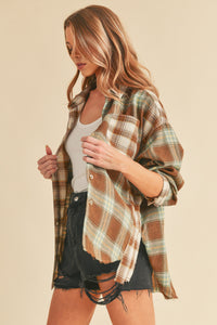 Aemi + Co Brown & Green Noelle Flannel Shirt