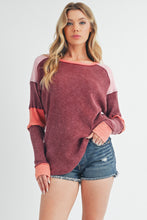 Aemi + Co Burgundy Gretal Color Block Layering Top