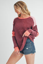 Aemi + Co Burgundy Gretal Color Block Layering Top