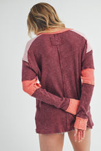 Aemi + Co Burgundy Gretal Color Block Layering Top