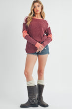 Aemi + Co Burgundy Gretal Color Block Layering Top