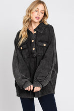 Sewn & Seen Black Mineral Wash Oversized Henley Pullover